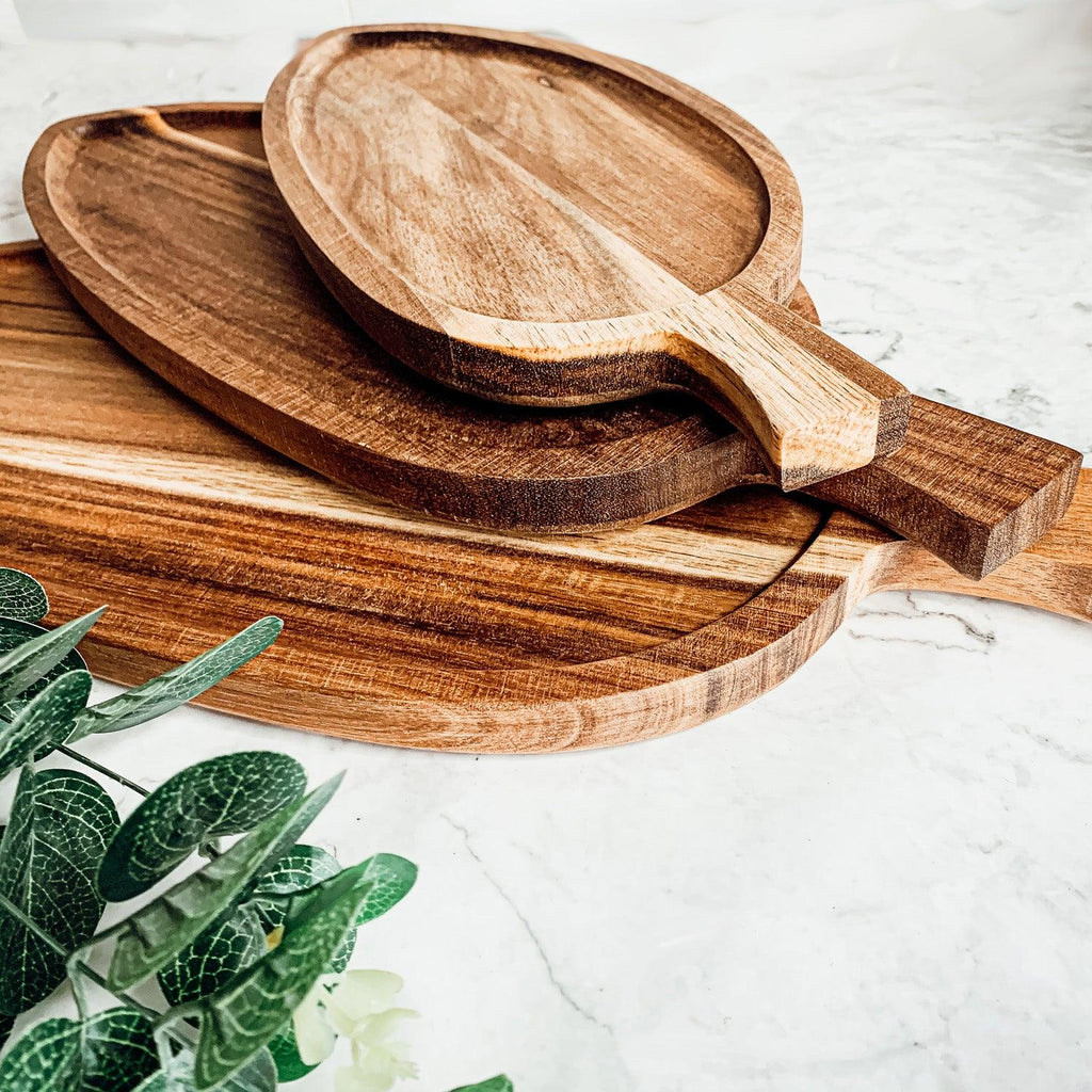 Acacia Leaf Serving Trays — Individual or Set of 3