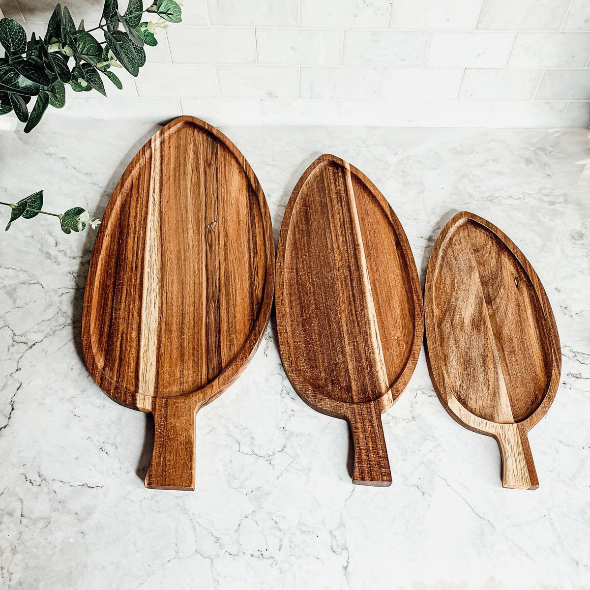 Acacia Leaf Serving Trays — Individual or Set of 3