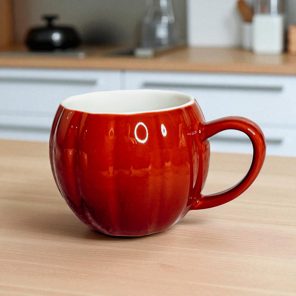 Pumpkin-Shaped Ceramic Mug — 16.8 oz