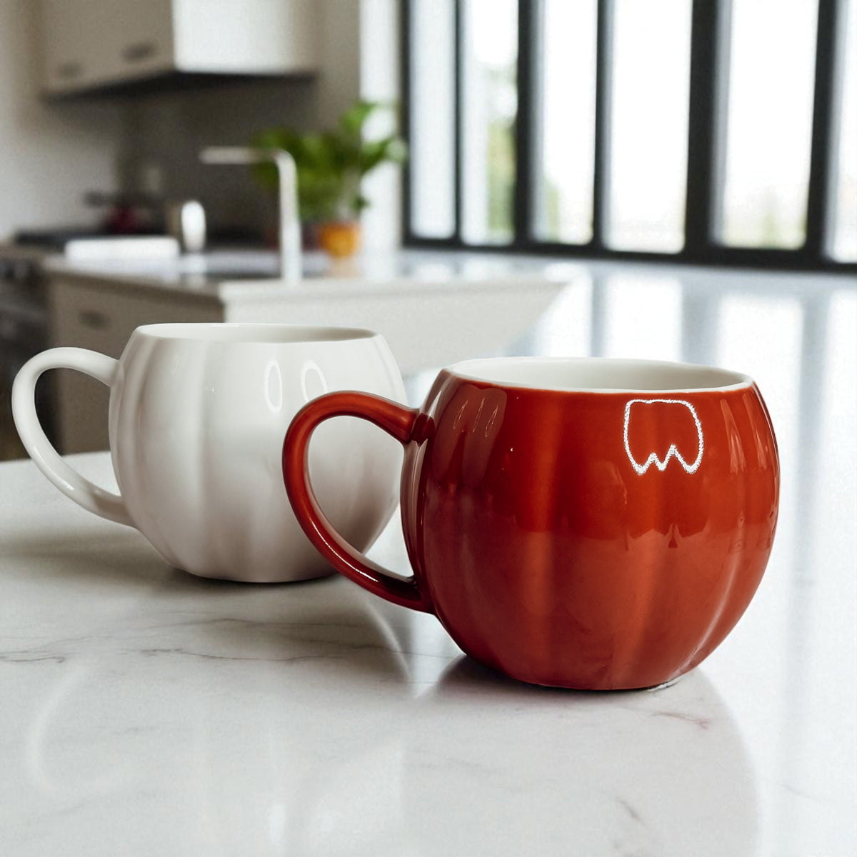 Pumpkin-Shaped Ceramic Mug — 16.8 oz