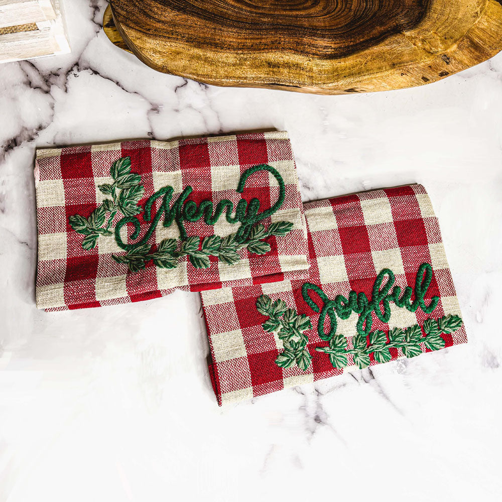 Holiday Acacia Board & Tartan Kitchen Towel Gift Set