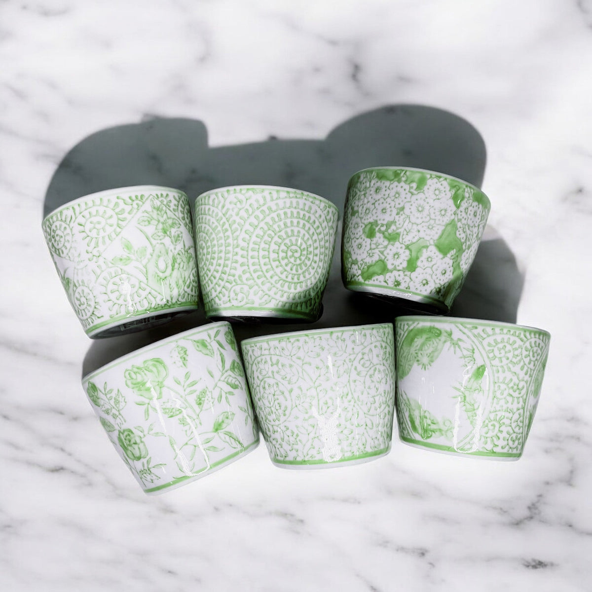 Mini Porcelain Cachepots — Green
