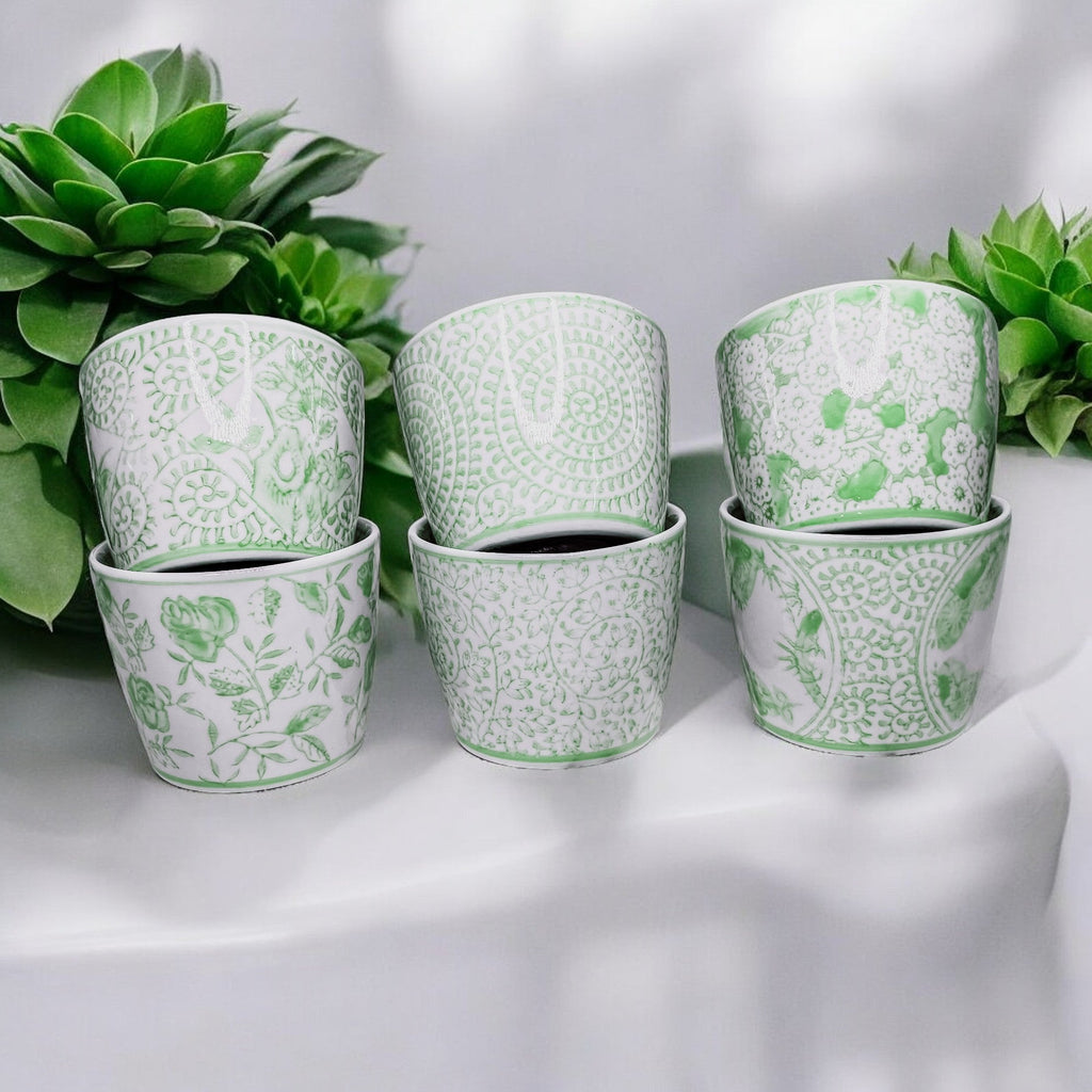 Mini Porcelain Cachepots — Green