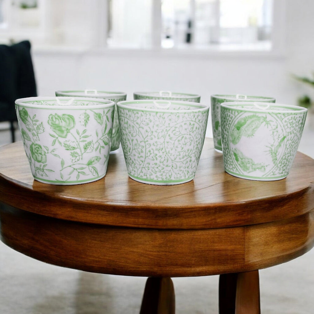 Mini Porcelain Cachepots — Green