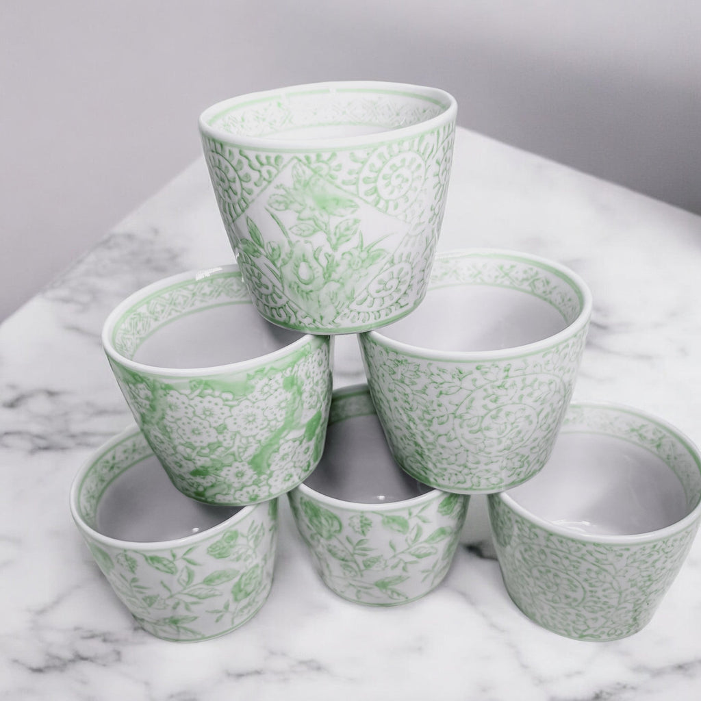 Mini Porcelain Cachepots — Green