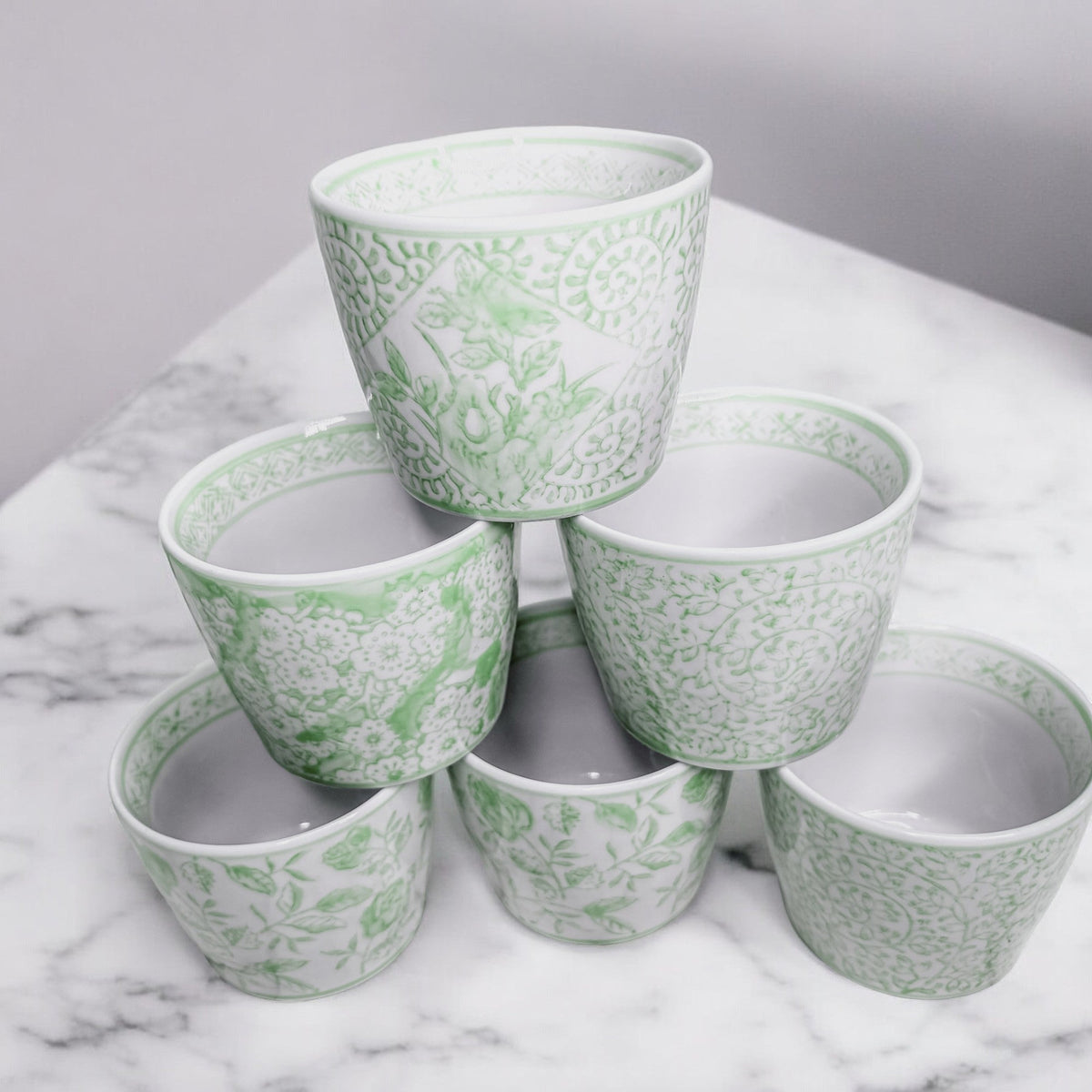 Mini Porcelain Cachepots — Green