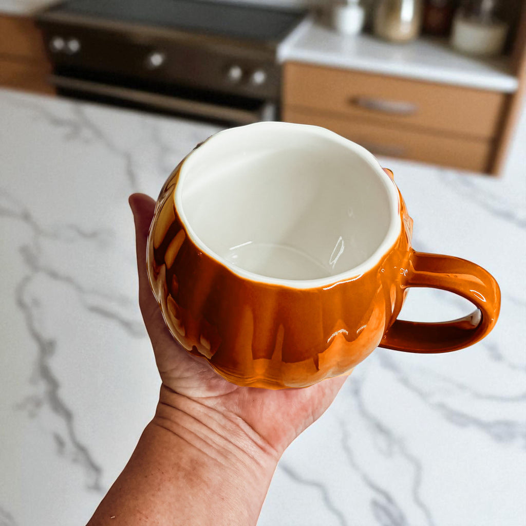 Pumpkin-Shaped Ceramic Mug — 16.8 oz