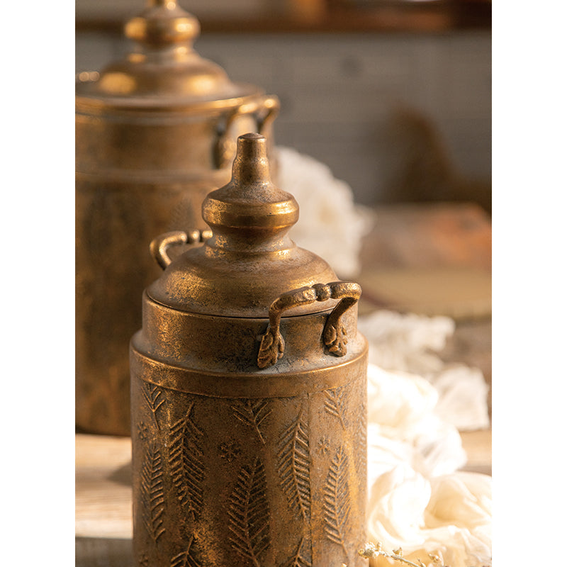 Embossed Botanical Metal Canister