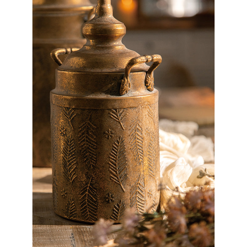 Embossed Botanical Metal Canister