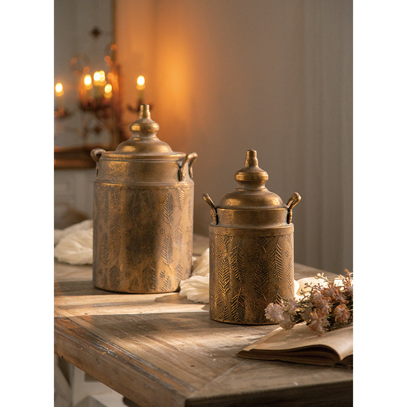 Embossed Botanical Metal Canister