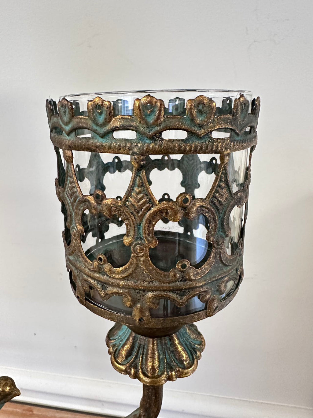 Vintage Metal & Glass Votive Candelabra
