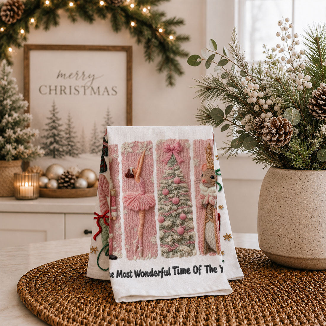 Nutcracker Pinks Christmas Kitchen Towel