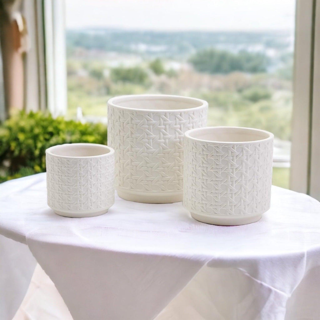 Cane-Webbing Pattern Planter — Individual or Set
