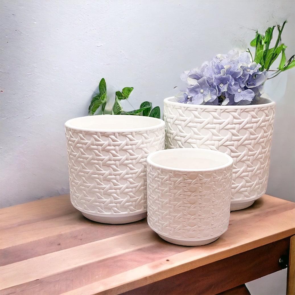 Cane-Webbing Pattern Planter — Individual or Set