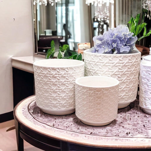 Cane-Webbing Pattern Planter — Individual or Set