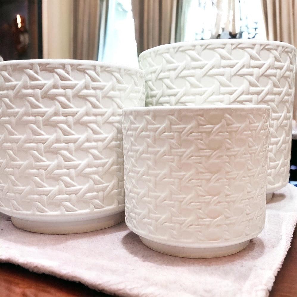 Cane-Webbing Pattern Planter — Individual or Set