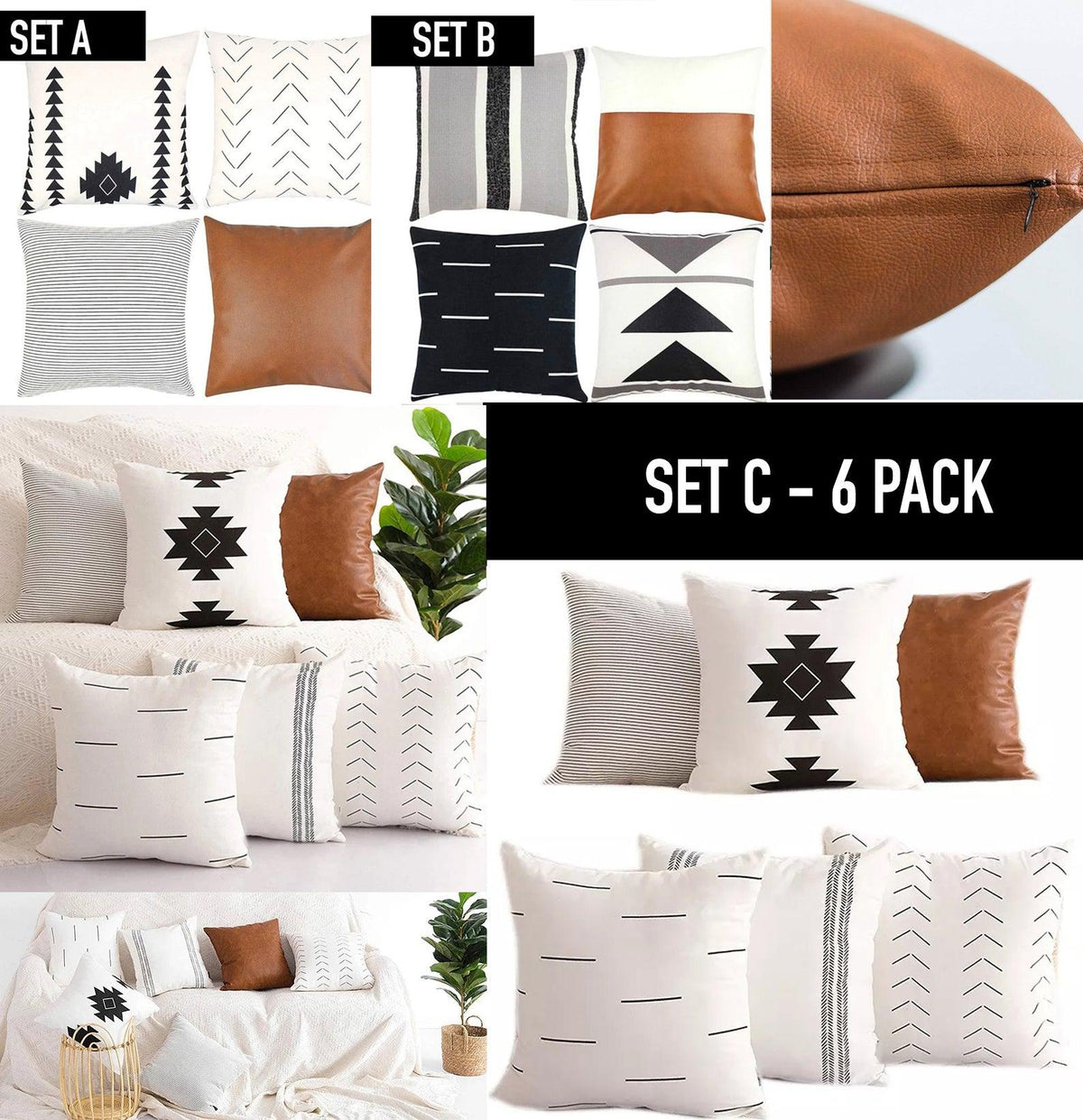 Farmhouse Pillow Collection — Amber & Neutral Sets
