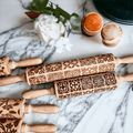 Decorative Rolling Pin with Two Cookie Cutters