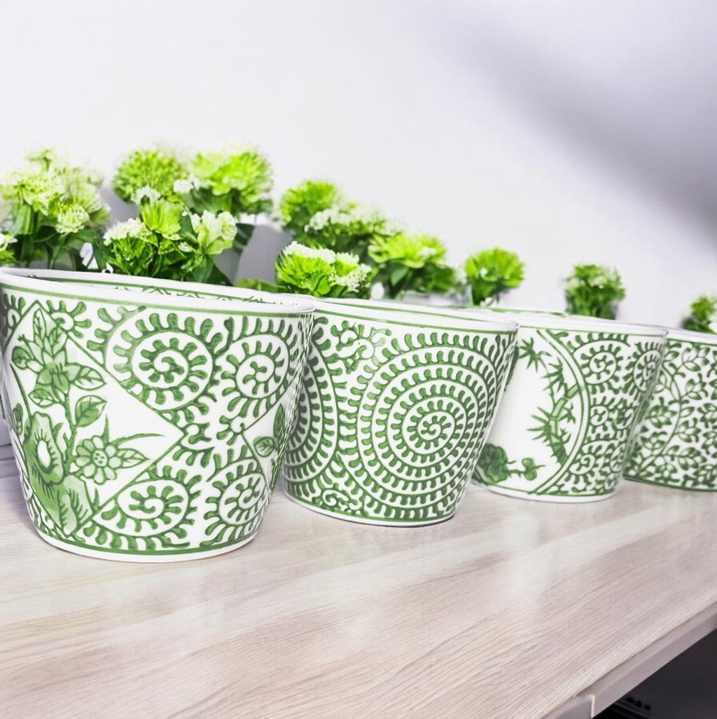 Mini Porcelain Cachepots — Green