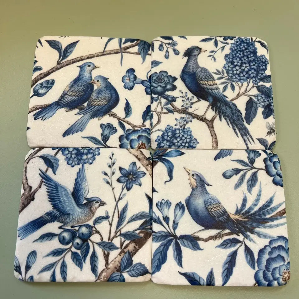 Nature Print Resin Coasters — Set of 4