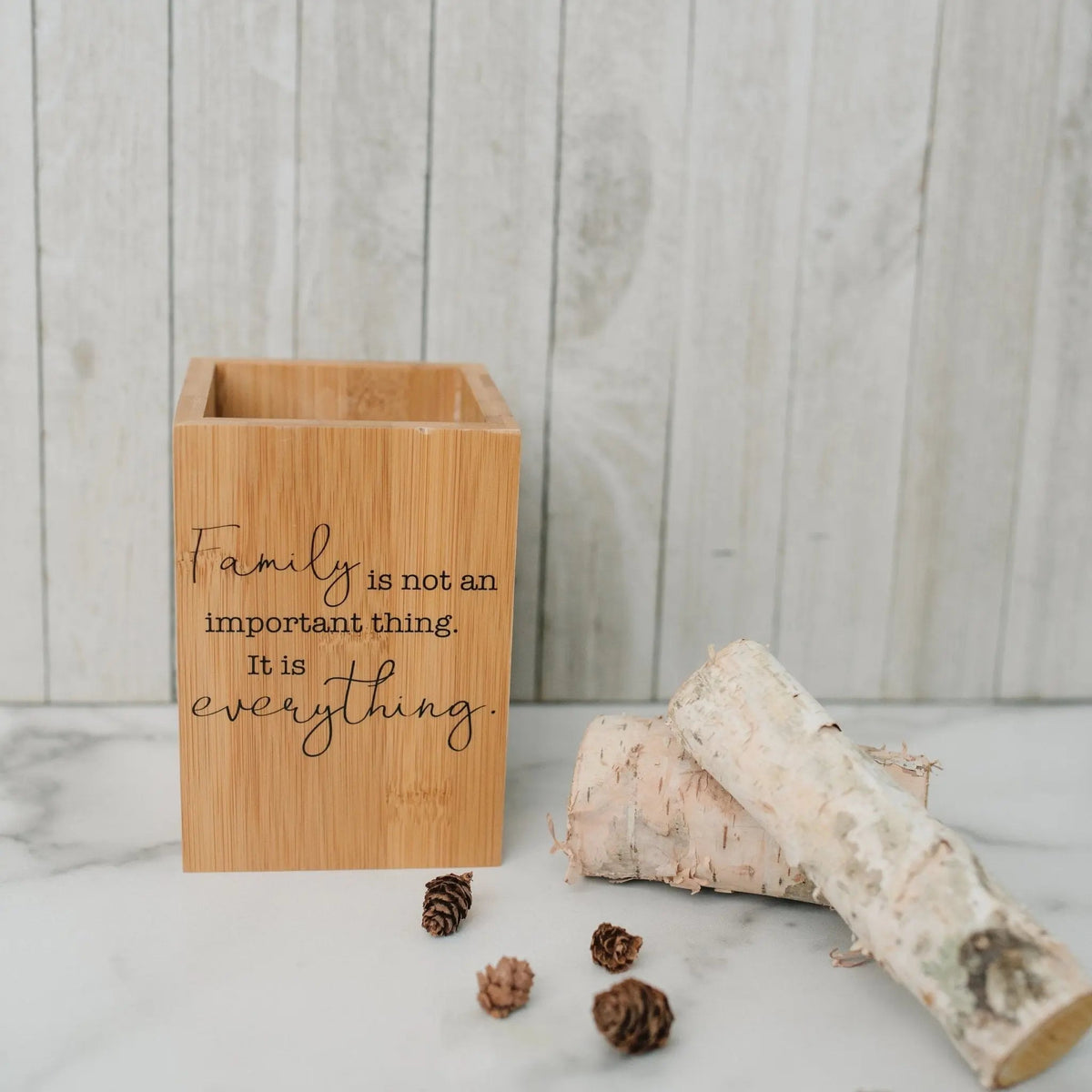 Family Quote Bamboo Utensil Holder