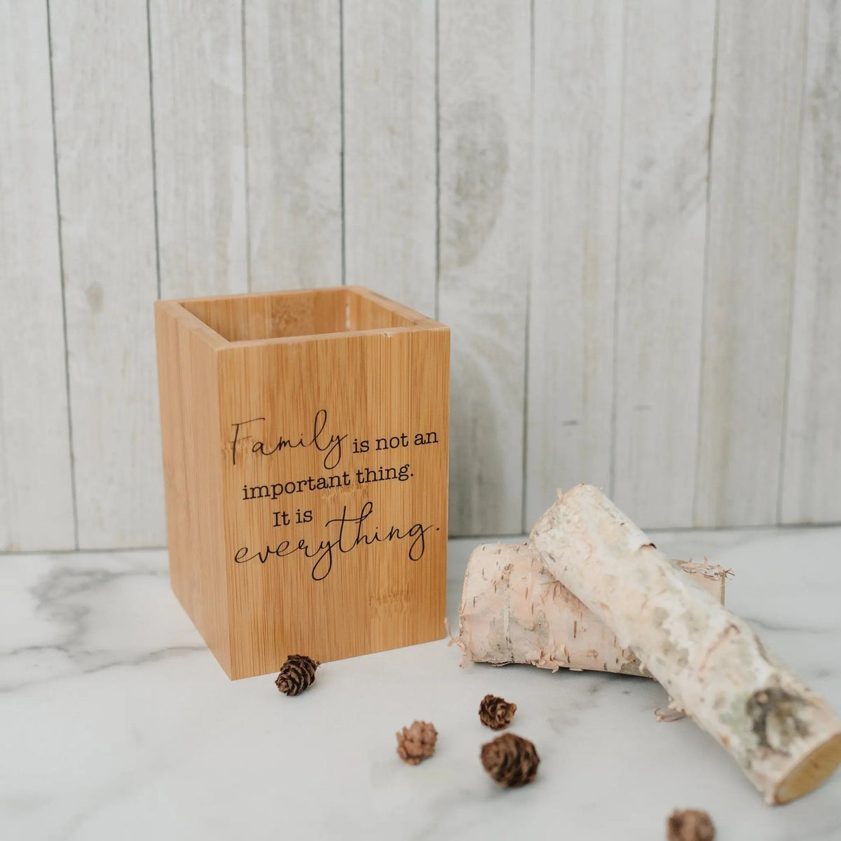 Family Quote Bamboo Utensil Holder
