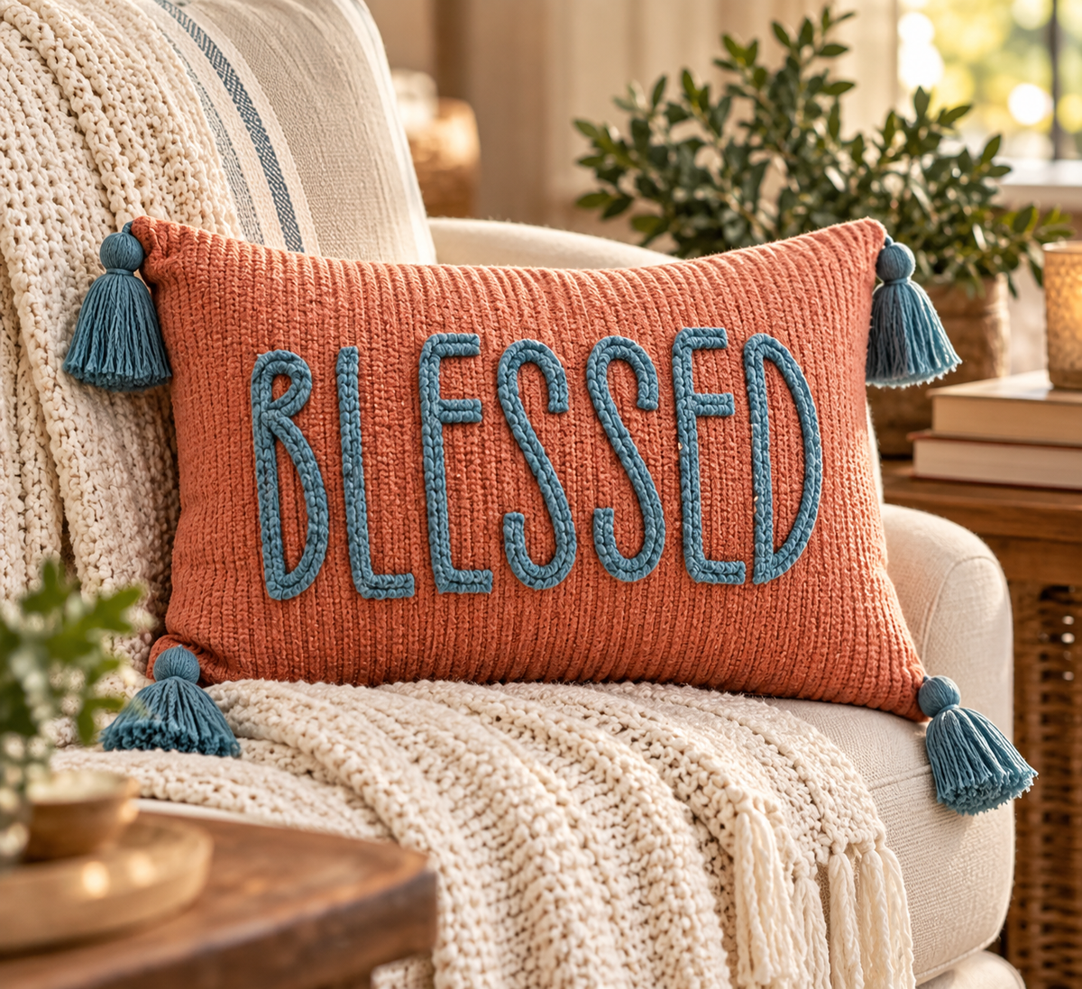 Blessed — Handwoven Braid Throw Pillow | 14 × 24
