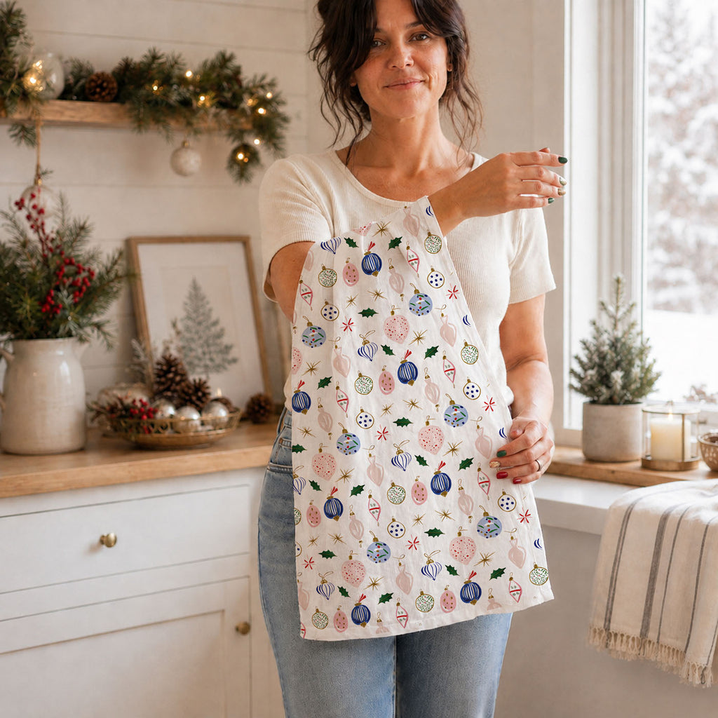 Blue Ornaments Christmas Kitchen Towel