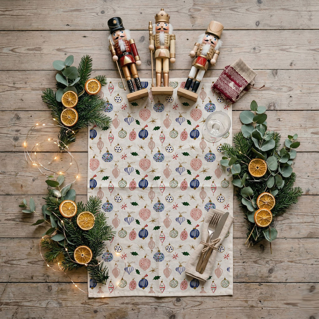 Blue Ornaments Christmas Kitchen Towel