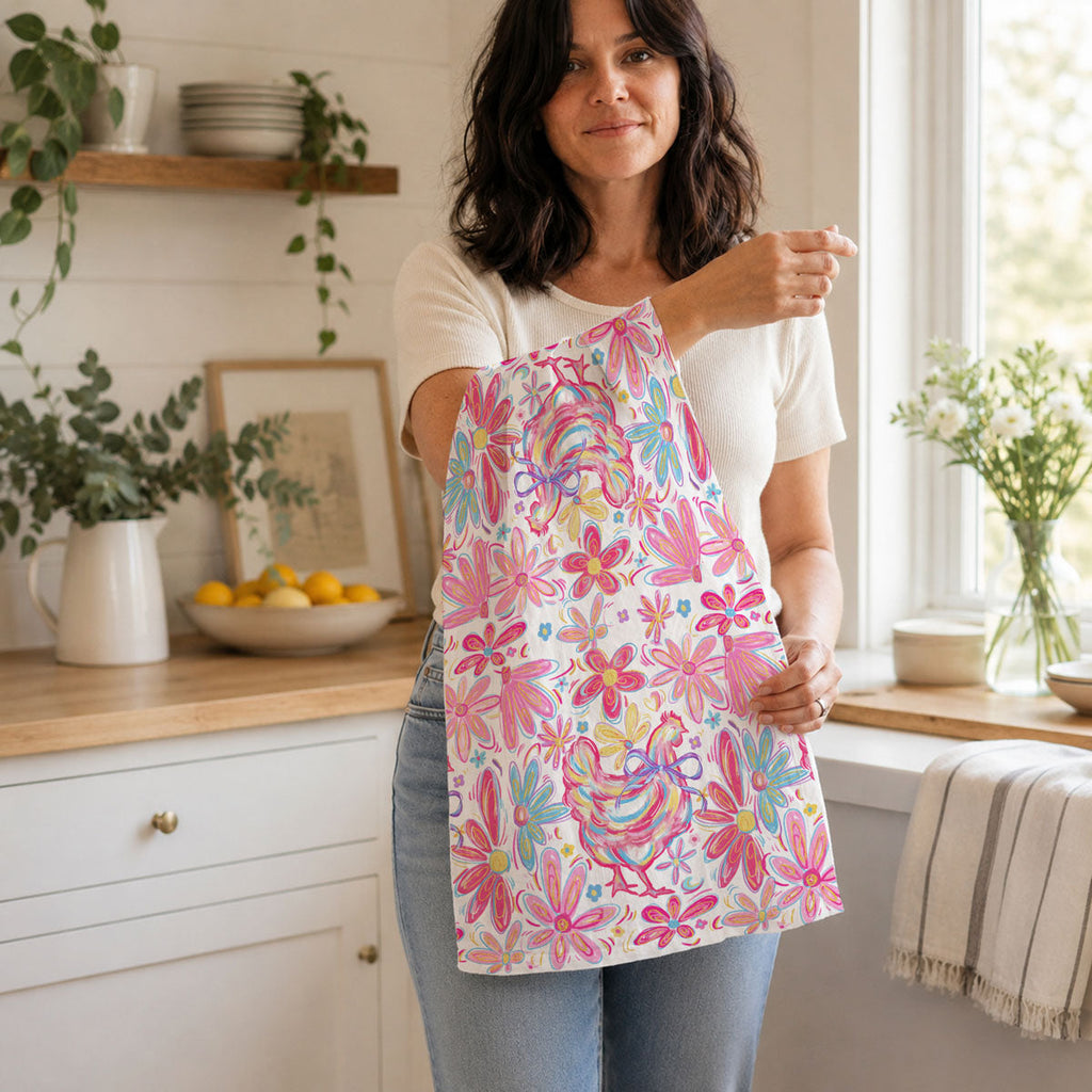 Floral Boho Chicken Kitchen Towel