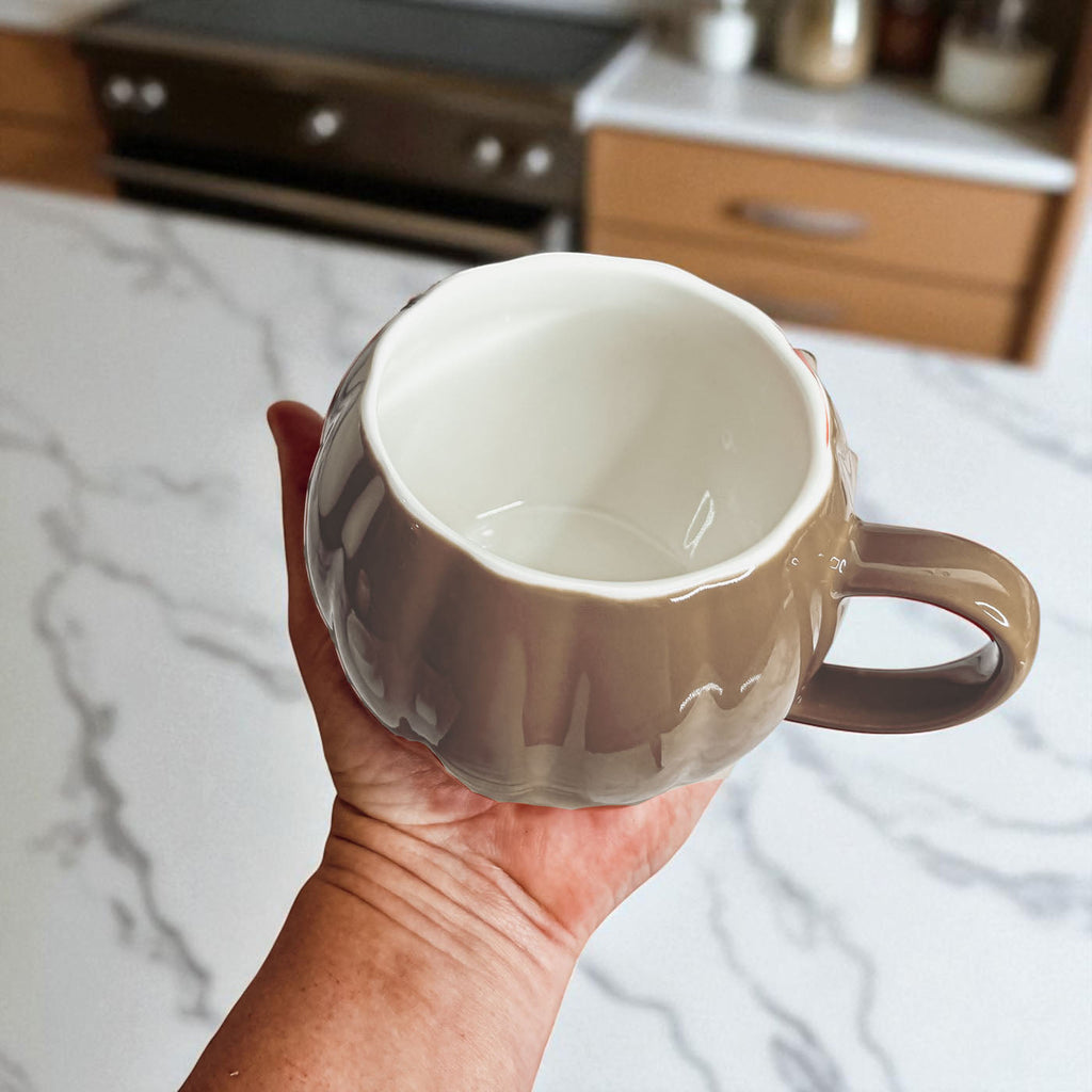 Pumpkin-Shaped Ceramic Mug — 16.8 oz