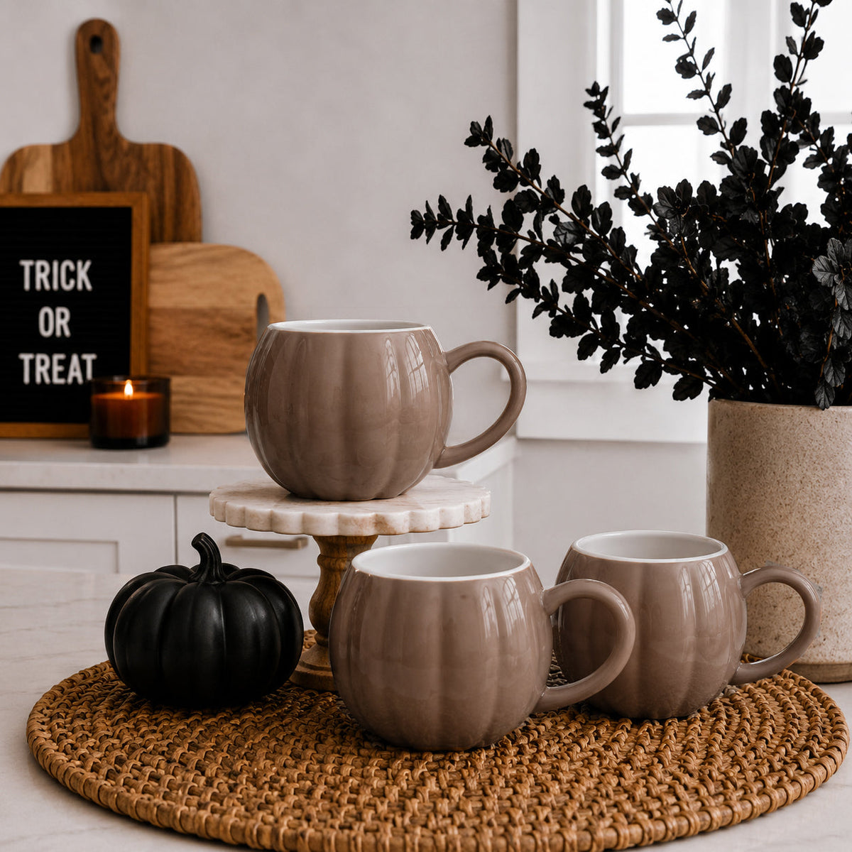 Pumpkin-Shaped Ceramic Mug — 16.8 oz
