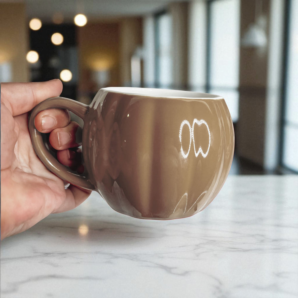 Pumpkin-Shaped Ceramic Mug — 16.8 oz