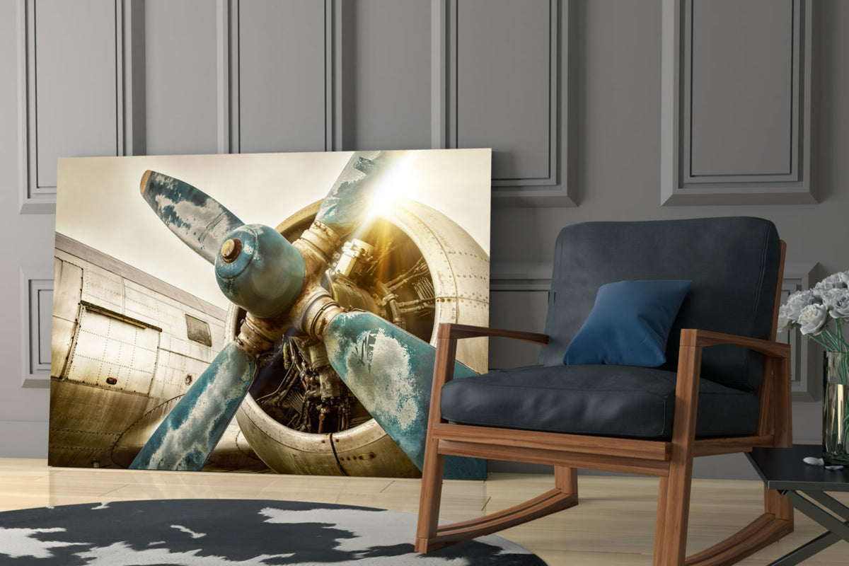 Airplane Glass Wall Art