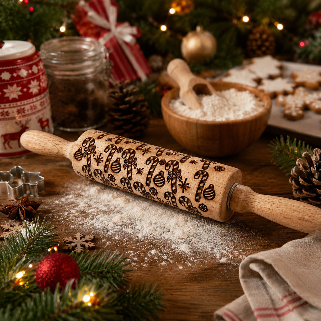 Christmas Embossed Rolling Pin — Choice of Design