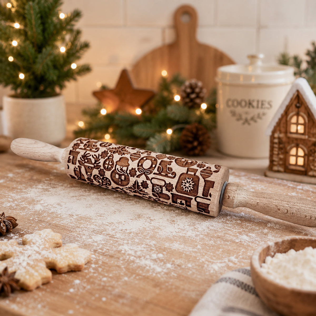 Christmas Embossed Rolling Pin — Choice of Design