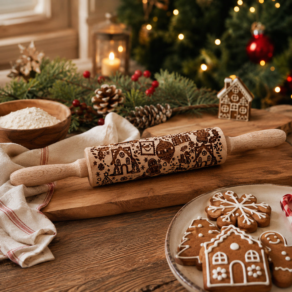 Christmas Embossed Rolling Pin — Choice of Design