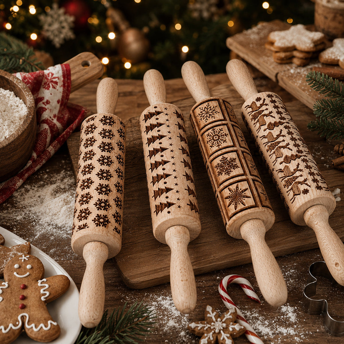 Christmas Embossed Rolling Pin — Choice of Design