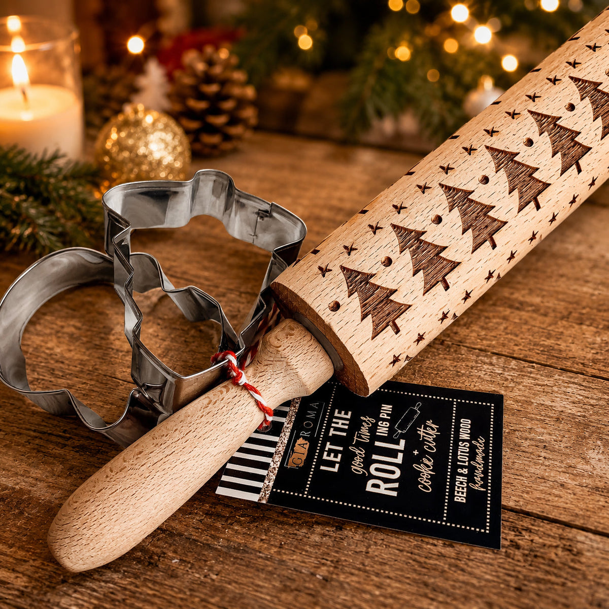 Christmas Embossed Rolling Pin — Choice of Design