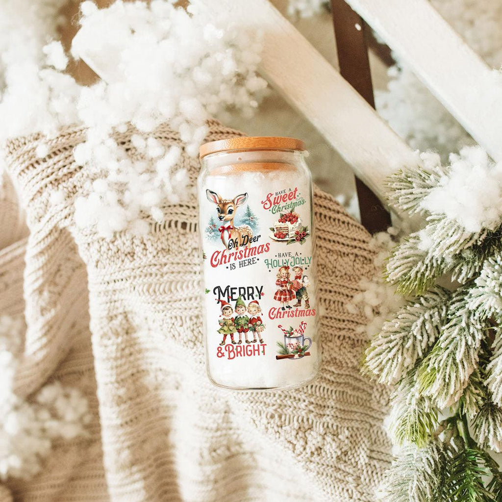 Vintage Christmas Glass Tumbler — 17 oz