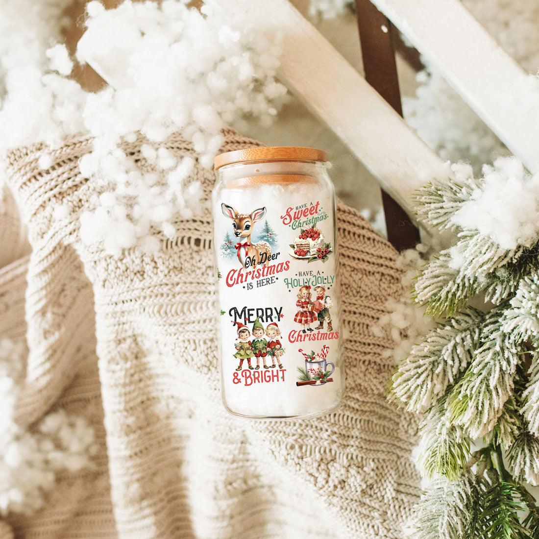 Vintage Christmas Glass Tumbler — 17 oz