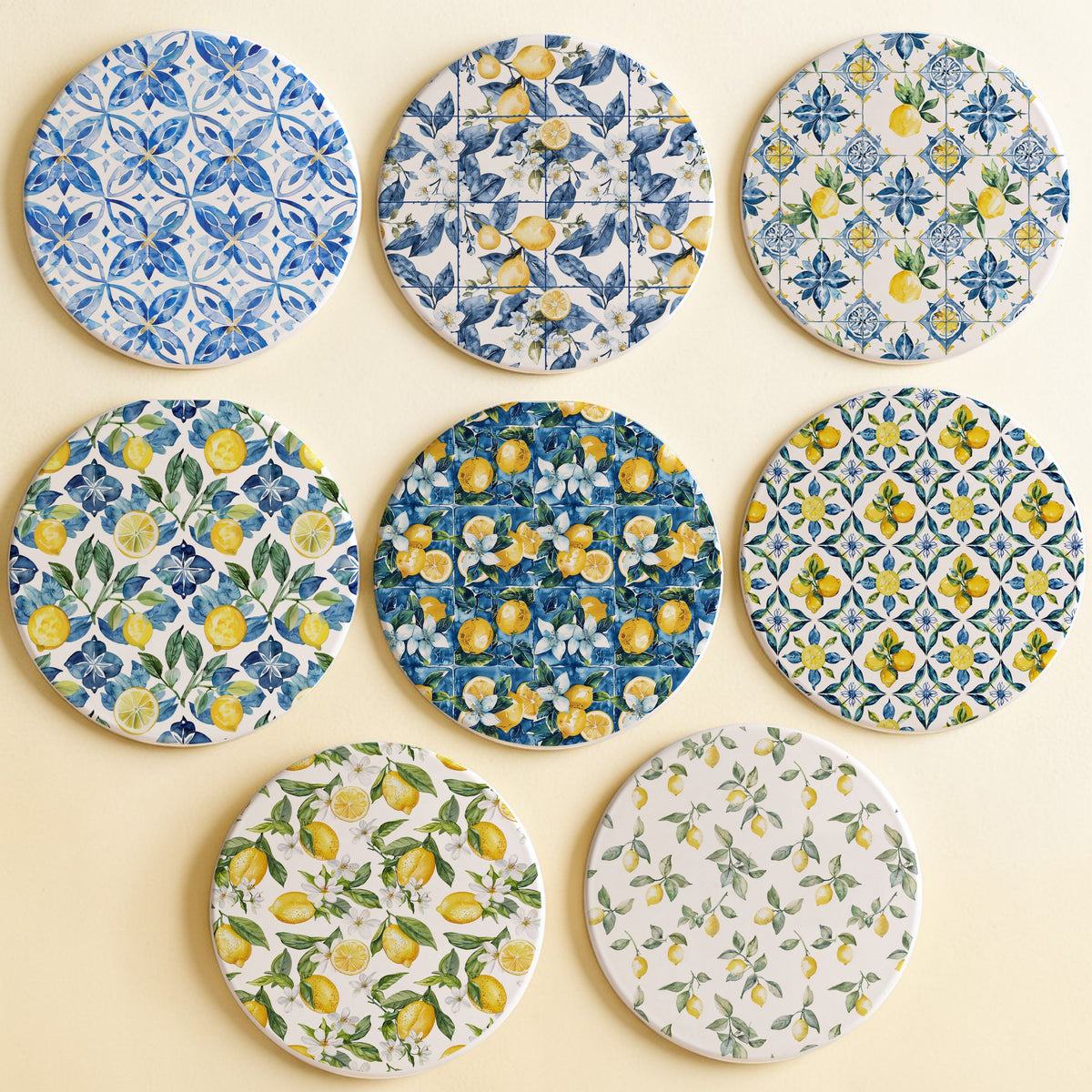 Mediterranean Lemon Ceramic Coasters