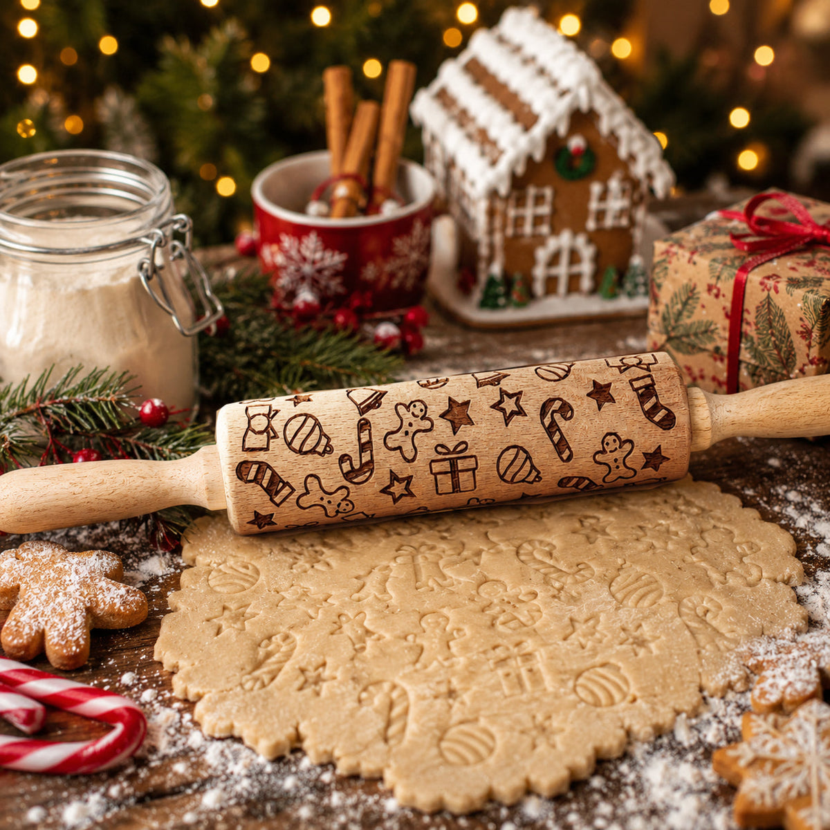 Christmas Embossed Rolling Pin — Choice of Design
