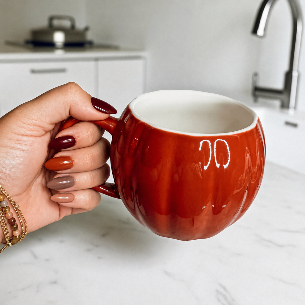 Pumpkin-Shaped Ceramic Mug — 16.8 oz