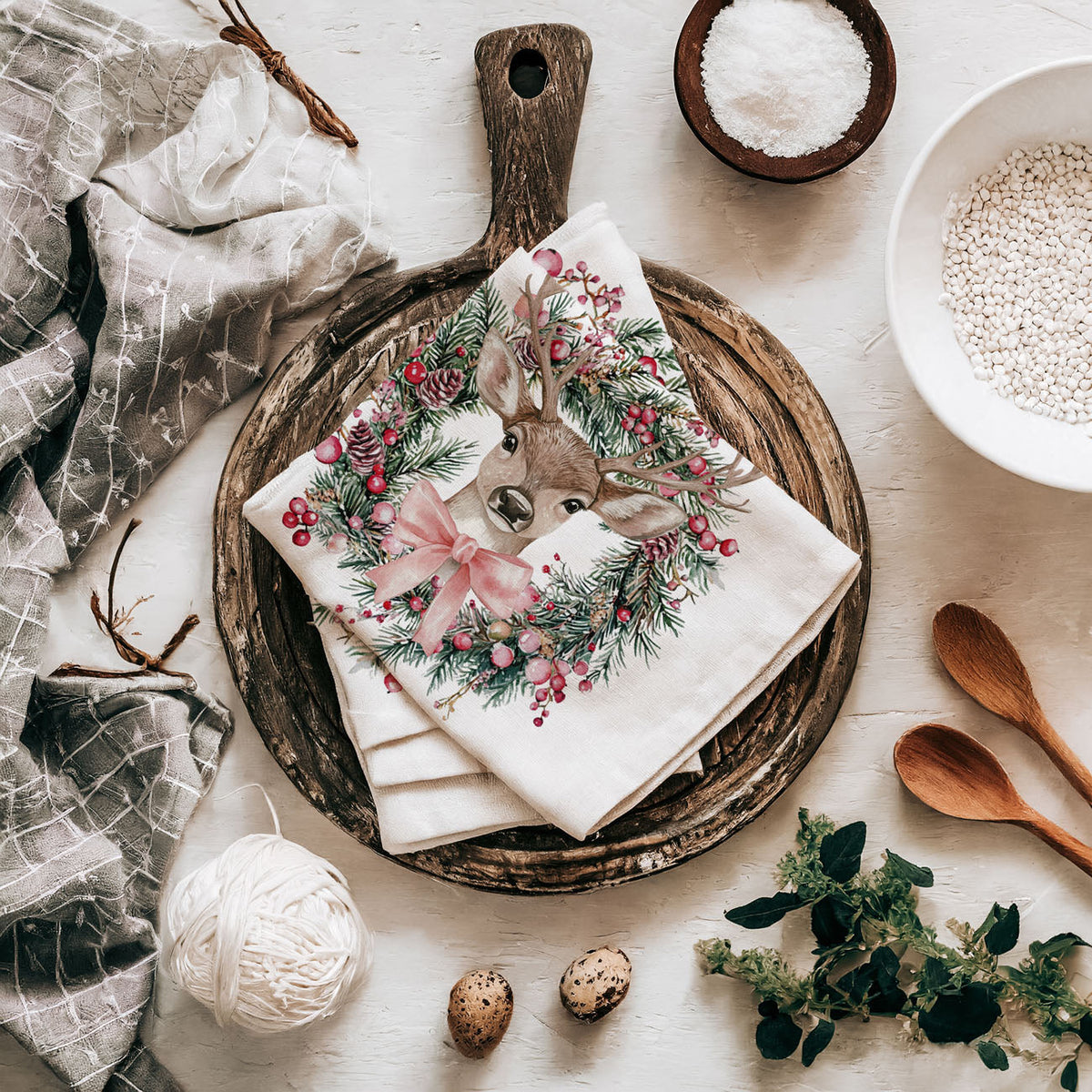 Flour Sack Christmas Kitchen Towel – Classic Holiday Designs