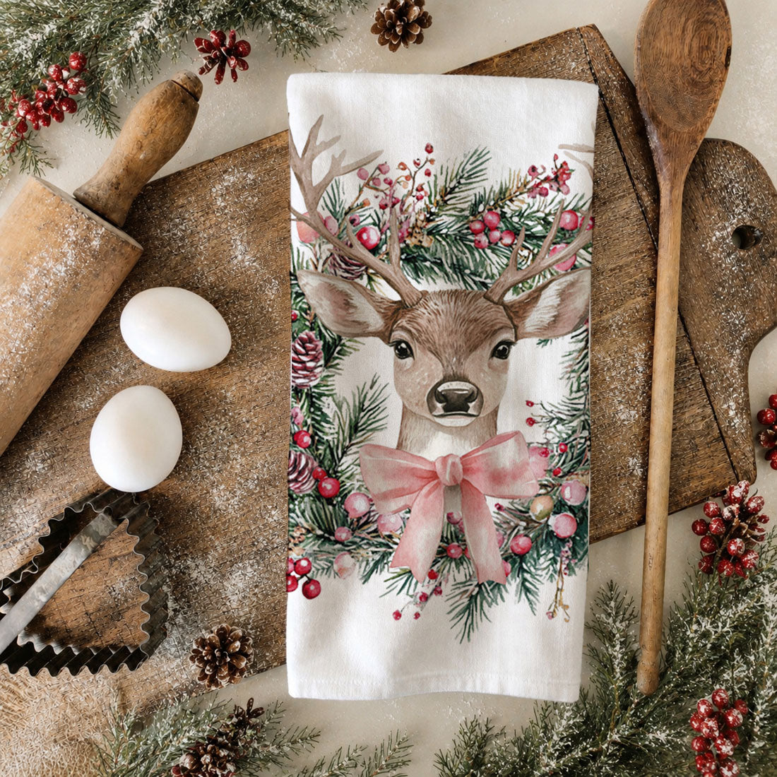 Flour Sack Christmas Kitchen Towel – Classic Holiday Designs