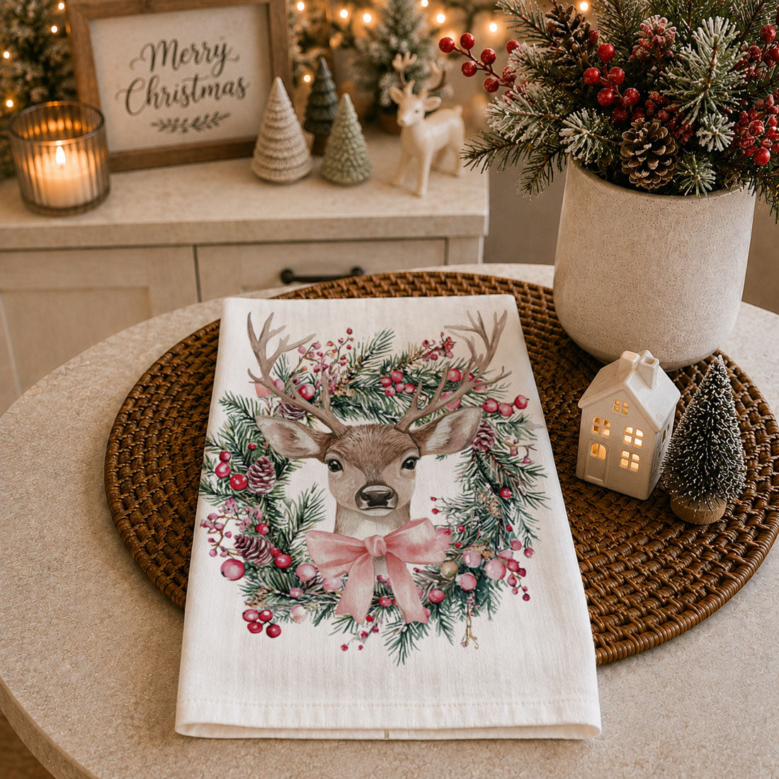 Flour Sack Christmas Kitchen Towel – Classic Holiday Designs