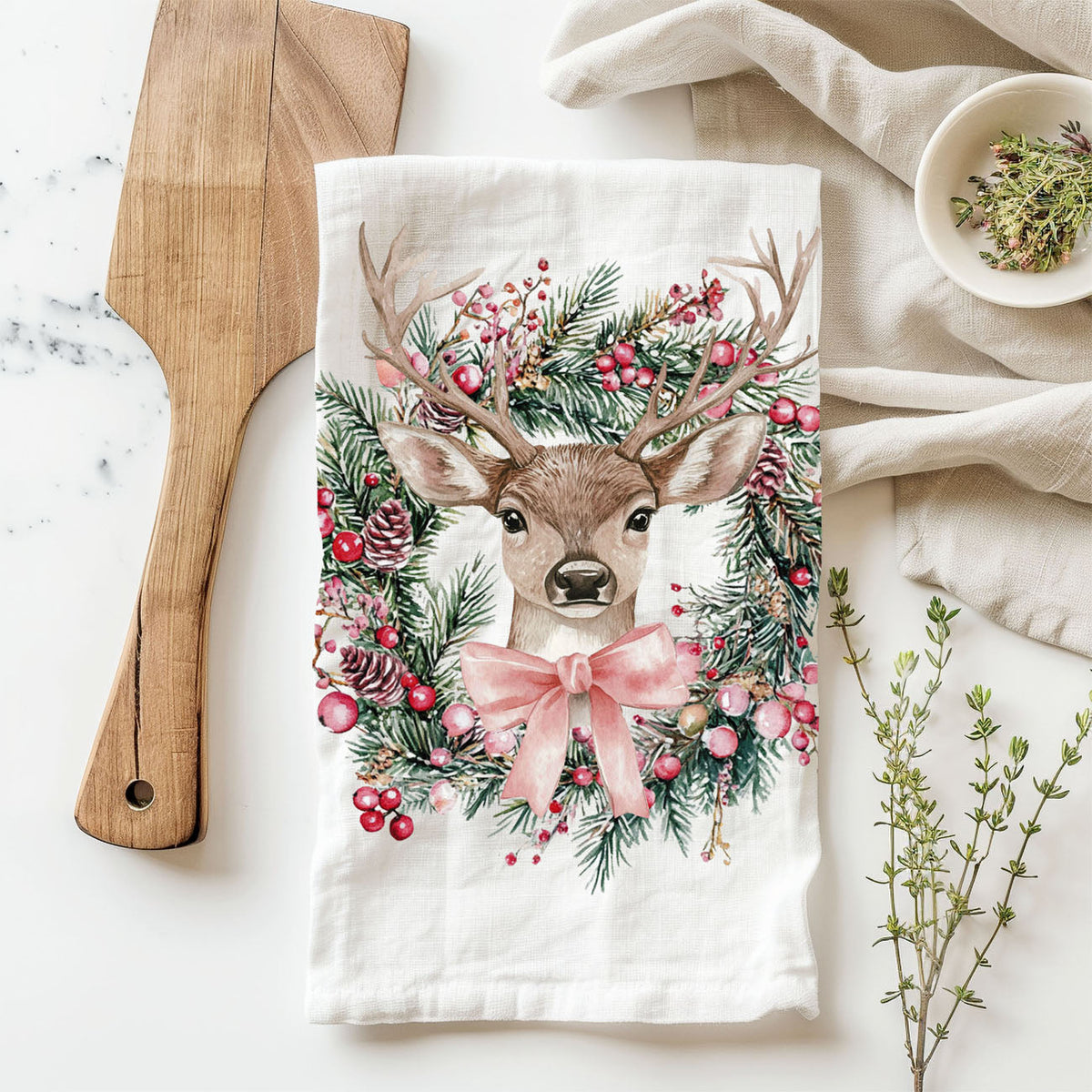 Flour Sack Christmas Kitchen Towel – Classic Holiday Designs