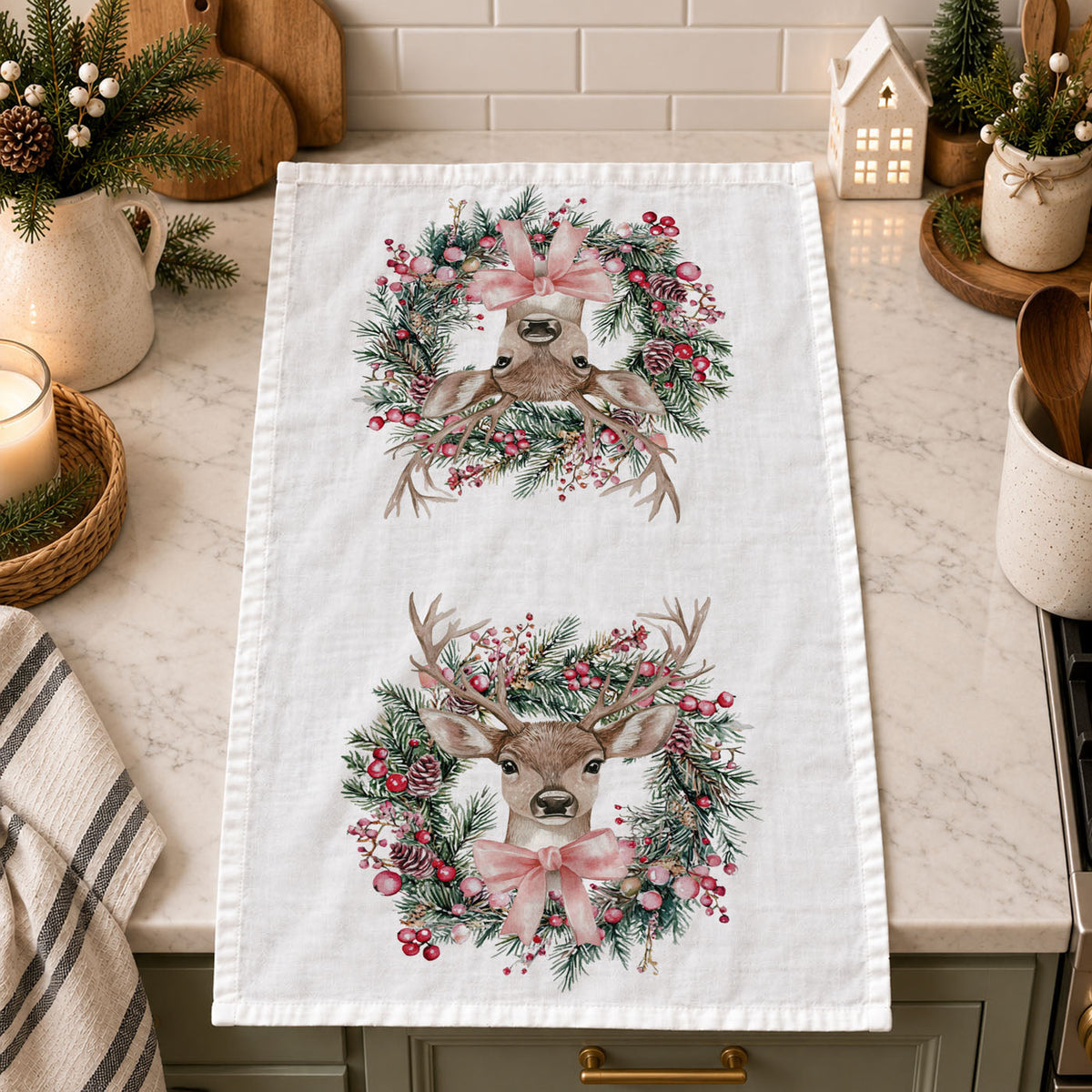 Flour Sack Christmas Kitchen Towel – Classic Holiday Designs