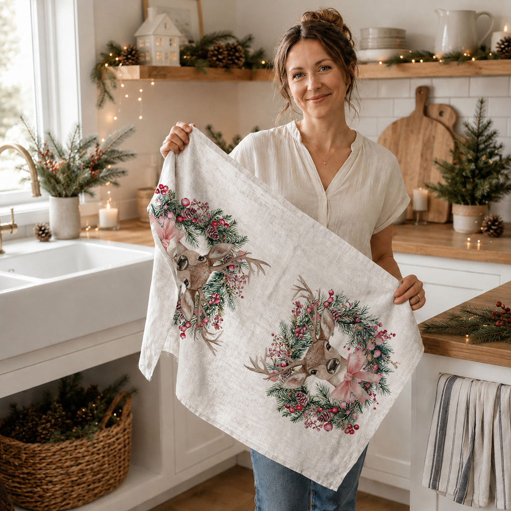 Flour Sack Christmas Kitchen Towel – Classic Holiday Designs
